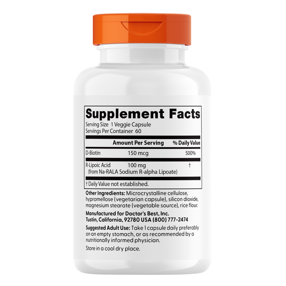 Stabilized R-Lipoic Acid with BioEnhanced Na-RALA, 100mg