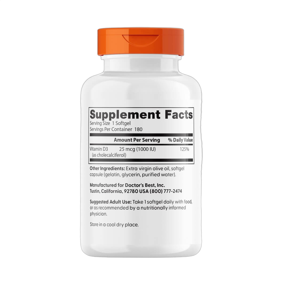 Vitamin D3, 25mcg (1000IU)