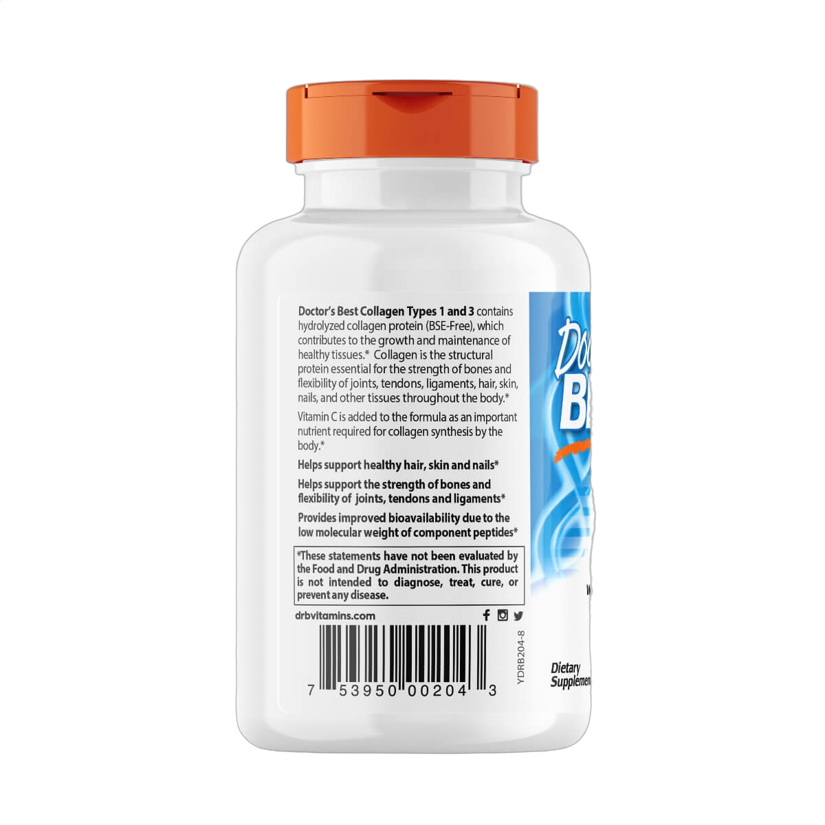 Collagen Types 1 and 3 with Peptan and Vitamin C, 1000mg