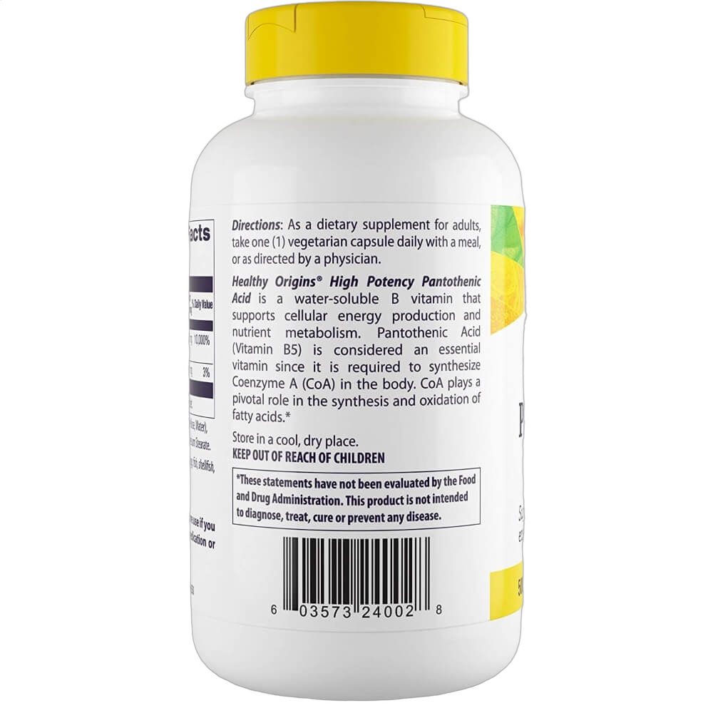 Pantothenic Acid (Vitamin B5), 500mg