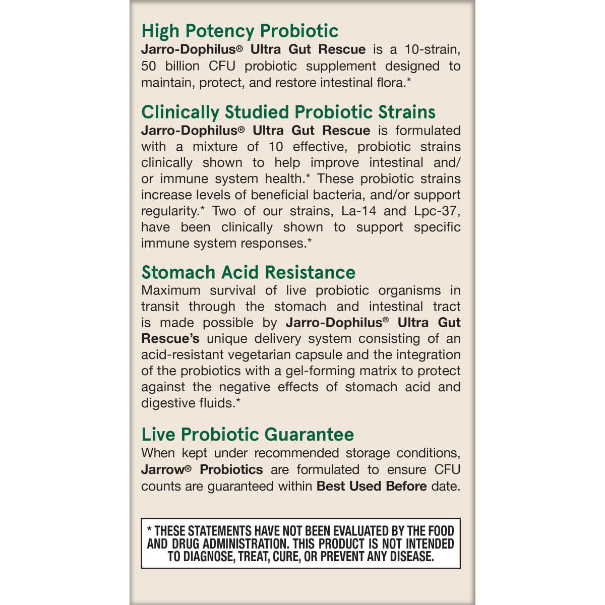Ultra Jarro-Dophilus, 50 Billion CFU, Delayed Release Capsules