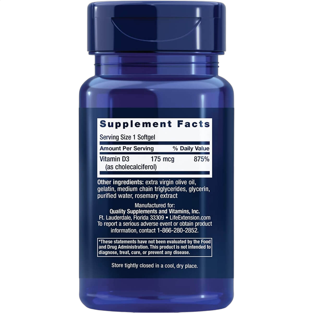 Vitamin D3, 175mg (7000IU)