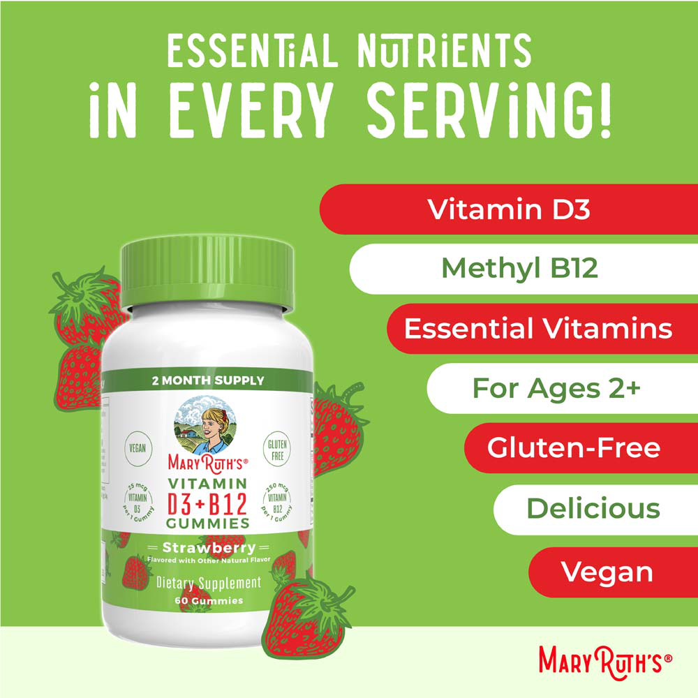 Vitamin D3+B12, Strawberry Flavour