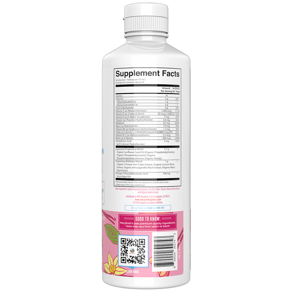 Liquid Women's Multivitamin Liposomal Drops, Vanilla Peach Flavour