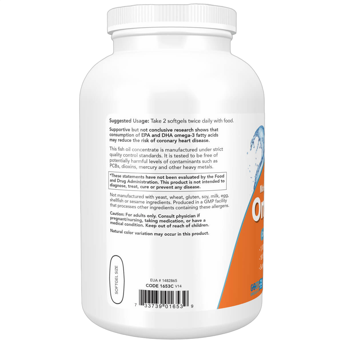 Omega-3 Fish Oil, Molecularly Distilled Softgels