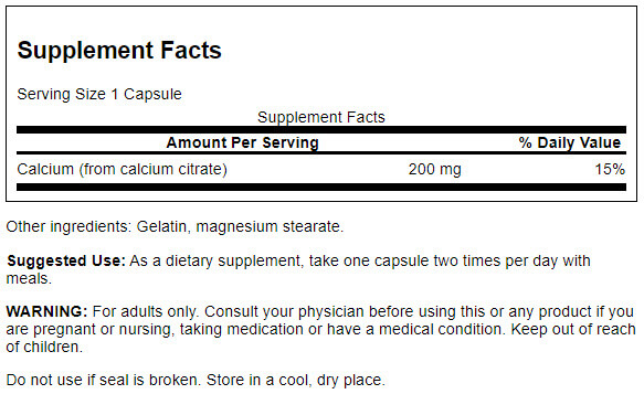 Calcium Citrate, 200mg