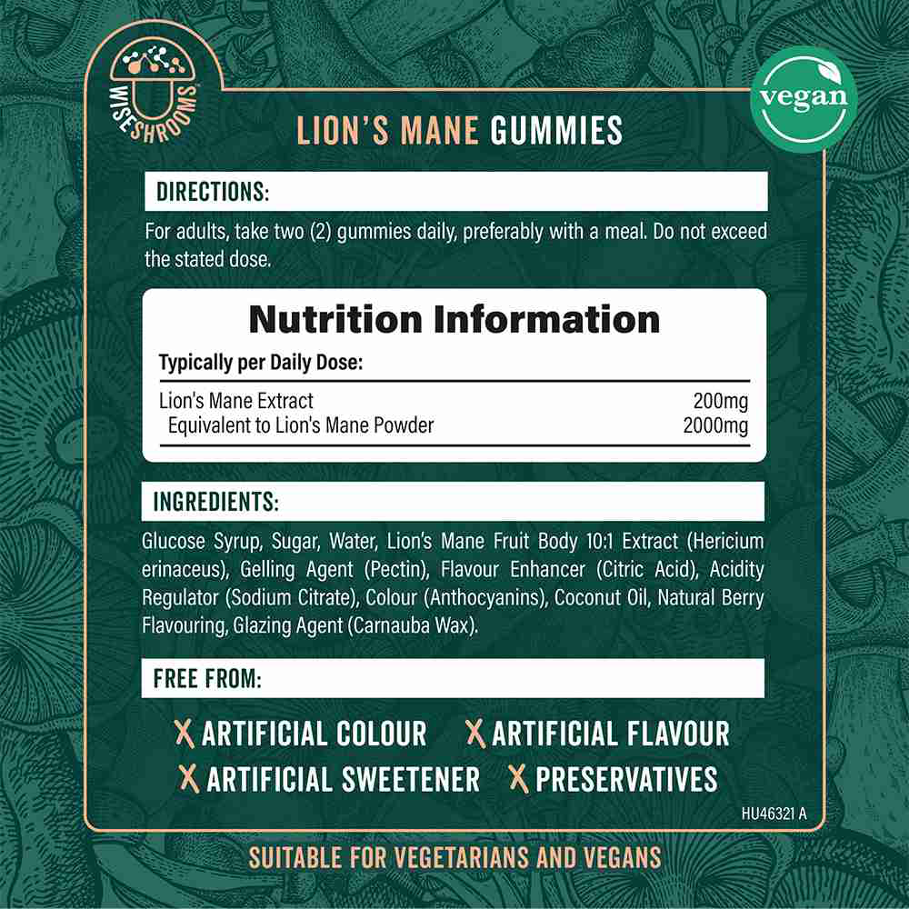 Lion's Mane Gummies, 2000mg, Bery Flavour