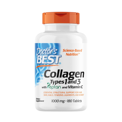Collagen Types 1 and 3 with Peptan and Vitamin C, 1000mg
