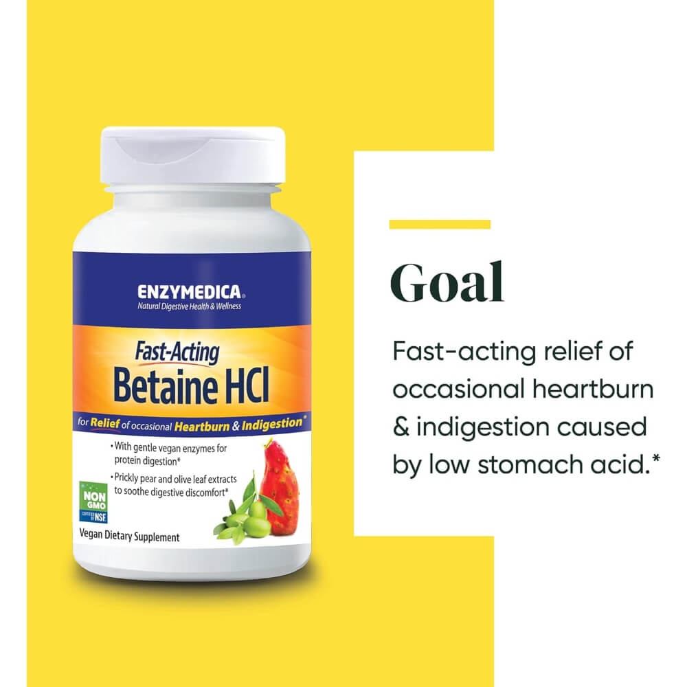 Betaine HCl, heartburn and indigestion relief