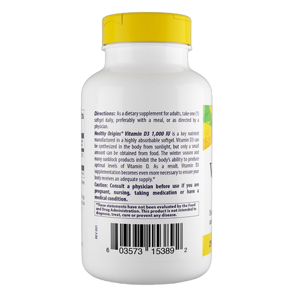 Vitamin D3, 1000iu, Softgels (MCT Oil)
