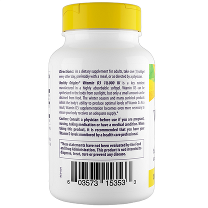 Vitamin D3, 10000IU, Softgels (Olive Oil)