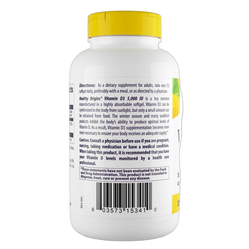 Vitamin D3, 5000iu, Softgels (Olive Oil)