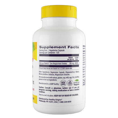 Zinc Bisglycinate Chelate, 50mg,120 Capsules