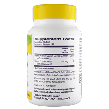 Vitamin D3 & K2, 50mcg/200mcg