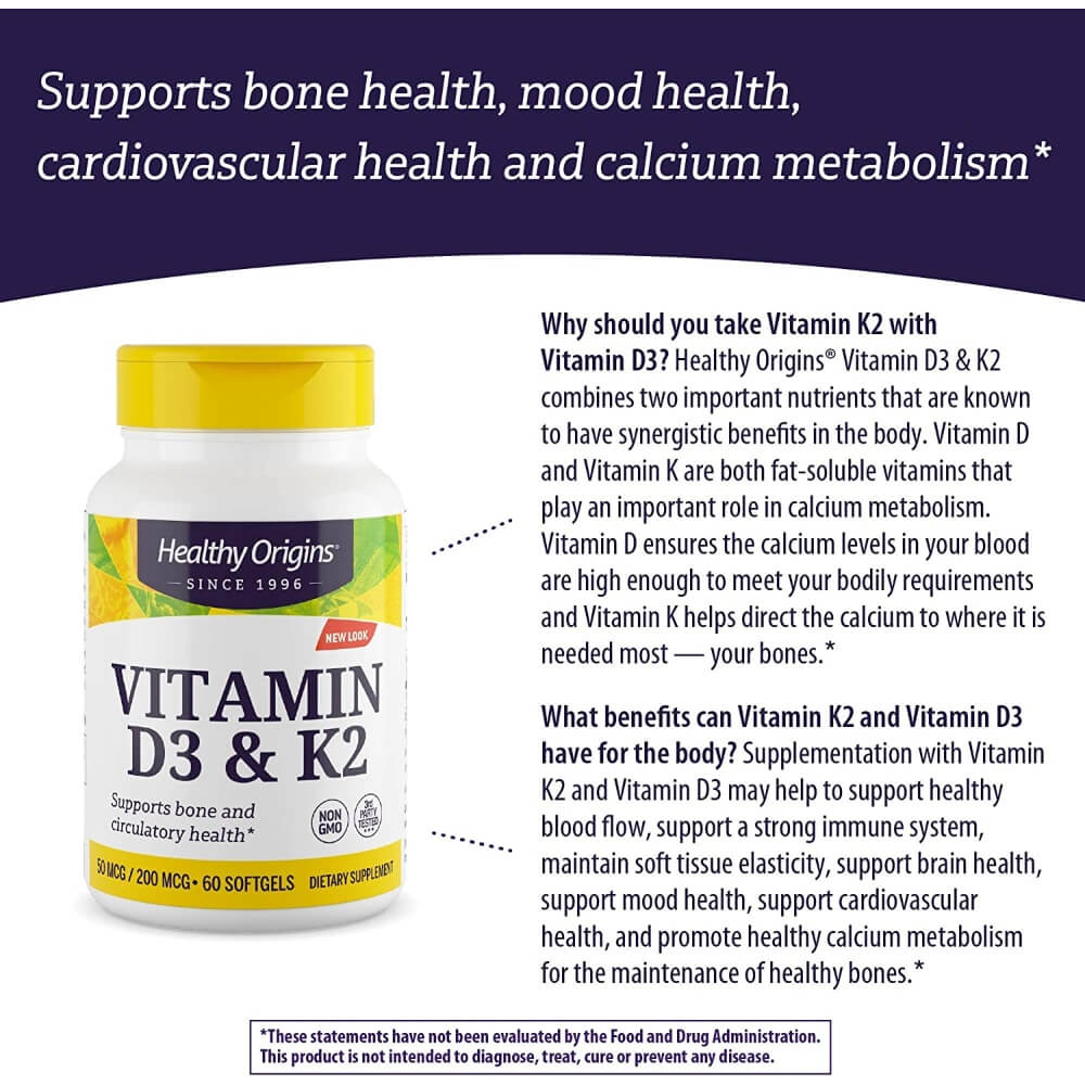 Vitamin D3 & K2, 50mcg/200mcg