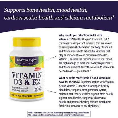 Vitamin D3 & K2, 50mcg/200mcg
