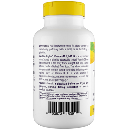 Vitamin D3, 2000iu, Softgels (MCT Oil)