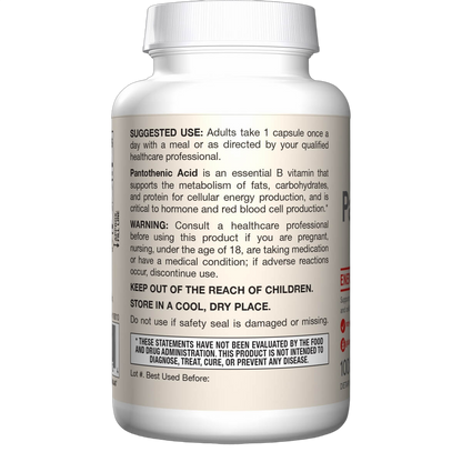Pantothenic Acid (Vitamin B5), 500mg