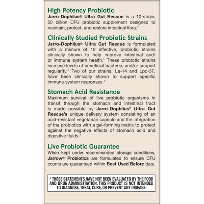 Ultra Jarro-Dophilus, 50 Billion CFU, Delayed Release Capsules