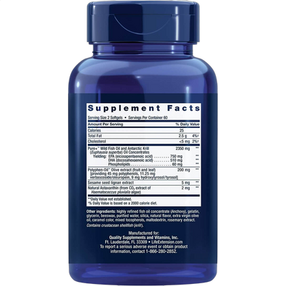 Super Omega-3 Plus EPA/DHA, Fish Oil, Sesame Lignans, Olive Extract, Krill & Astaxanthin