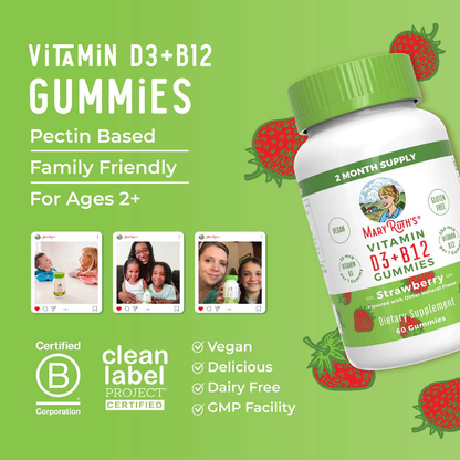 Vitamin D3+B12, Strawberry Flavour