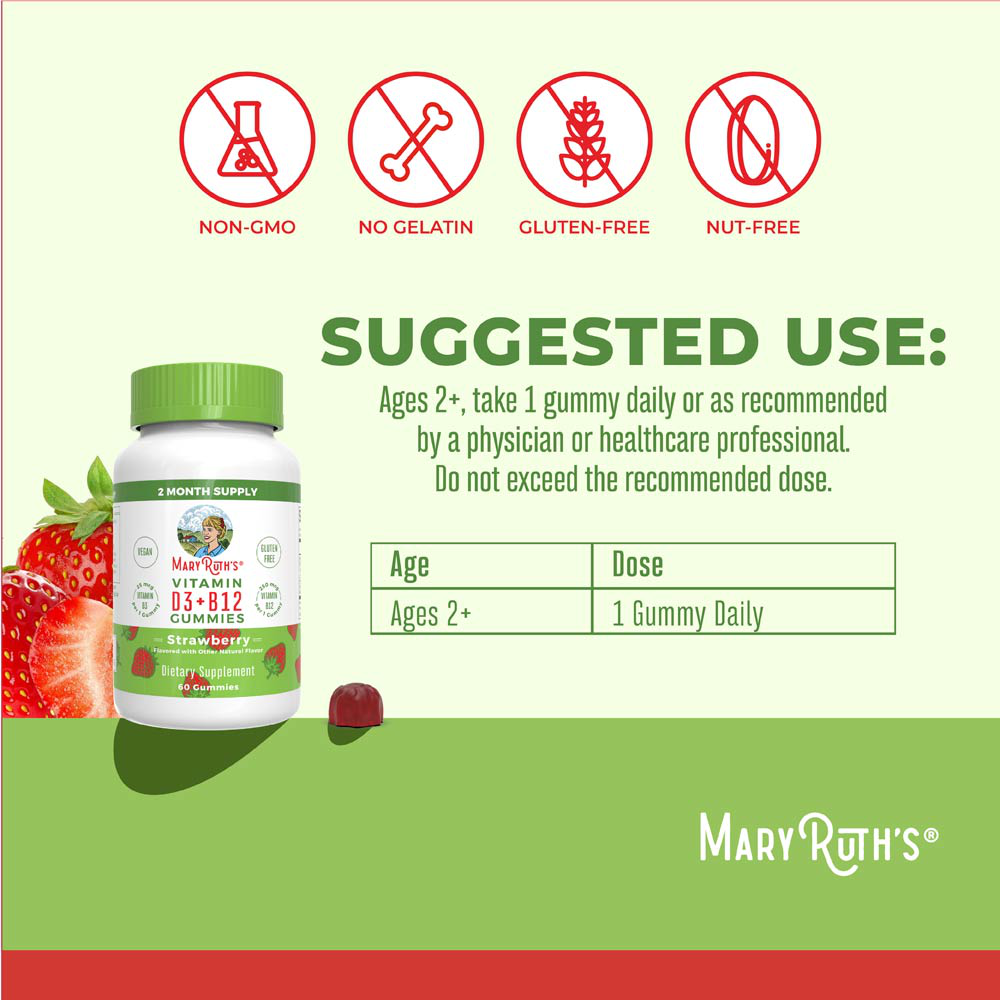 Vitamin D3+B12, Strawberry Flavour