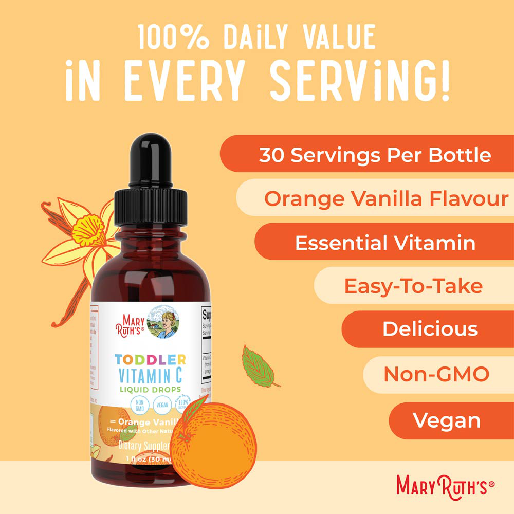 Toddler Vitamin C Drops, Orange Vanilla Flavour