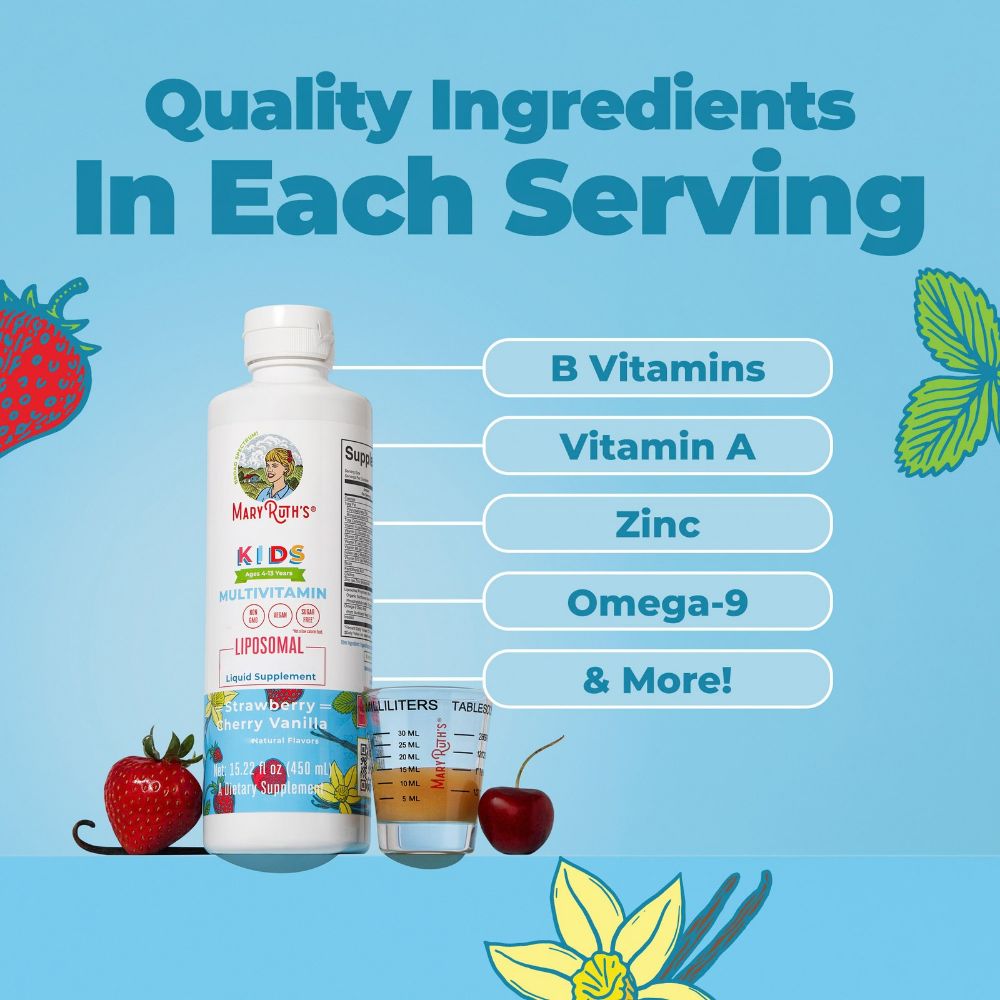 Liquid Kids Multivitamin Liposomal, Strawberry, Cherry & Vanilla Flavour