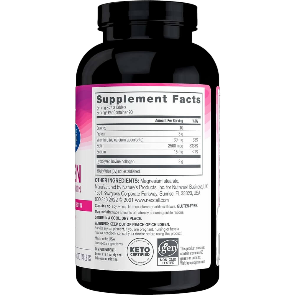 Grassfed Collagen Peptides + Vitamin C & Biotin, 6000mcg