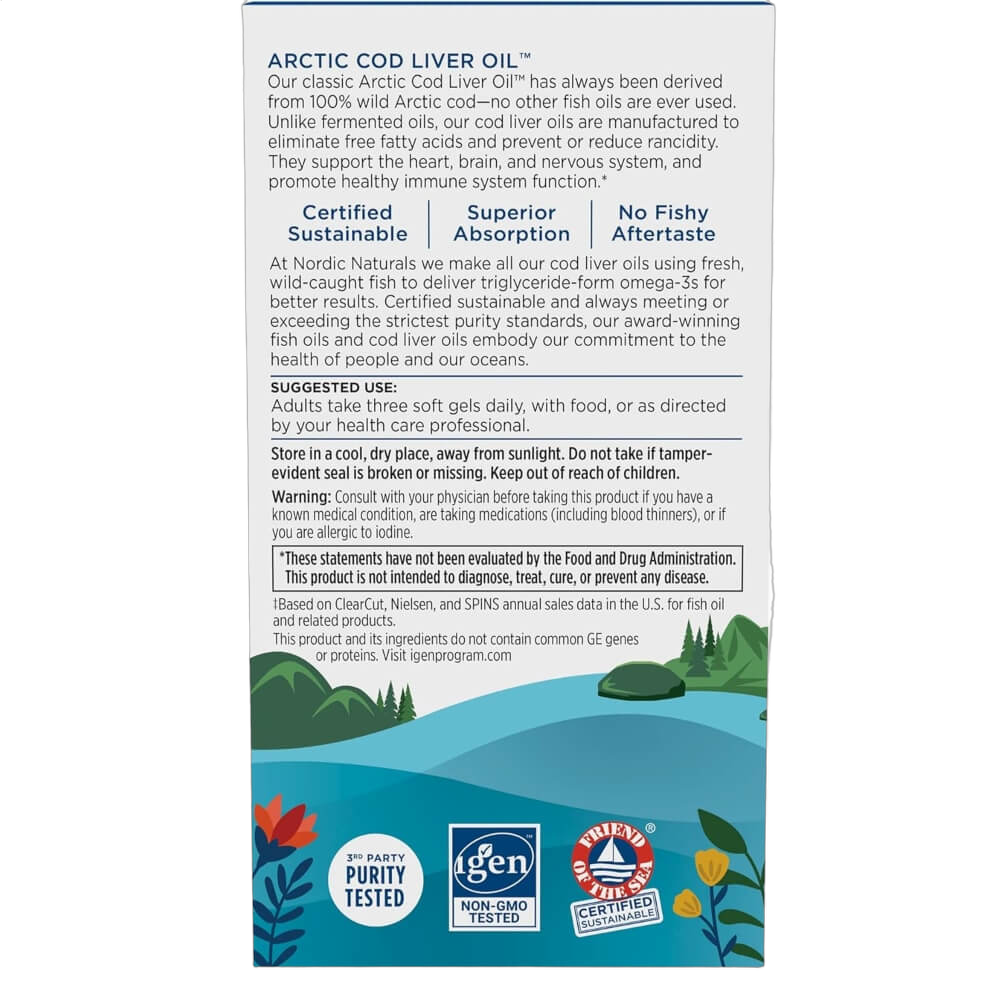 Arctic Cod Liver Oil, 750mg Omega-3, Lemon Flavour