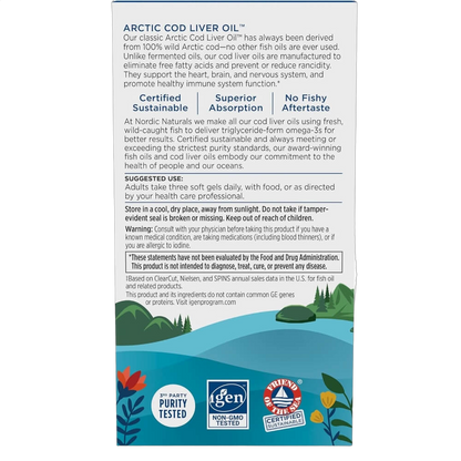 Arctic Cod Liver Oil, 750mg Omega-3, Lemon Flavour