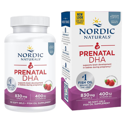 Prenatal DHA Omega-3, 830mg with Vitamin D3, Strawberry Flavour