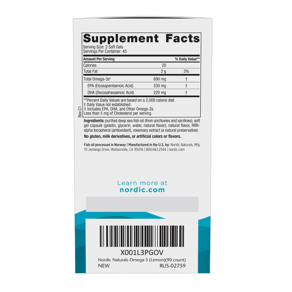 Omega-3, 690mg, Lemon Flavour