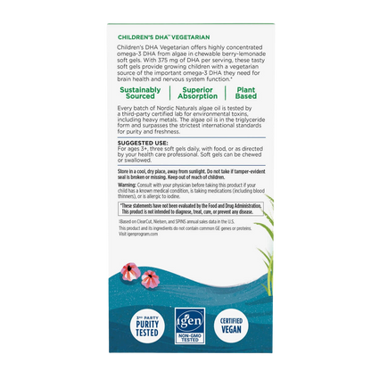 Children's DHA Vegetarian, 375mg, Berry Lemonade Flavour