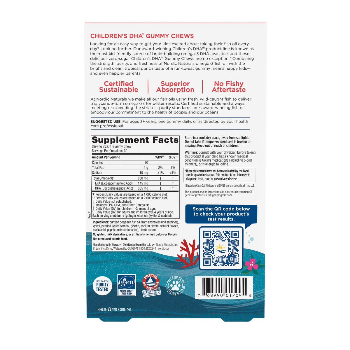 Zero Sugar Children's DHA Gummies, 600mg