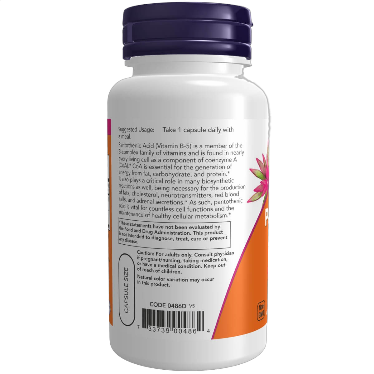 Pantothenic Acid (Vitamin B5), 500mg