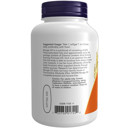 Borage Oil, 1000mg with 240mg of GLA