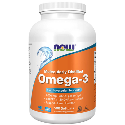 Omega-3 Fish Oil, Molecularly Distilled Softgels