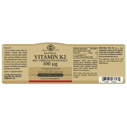 Natural Vitamin K2 (MK-7), 100 µg