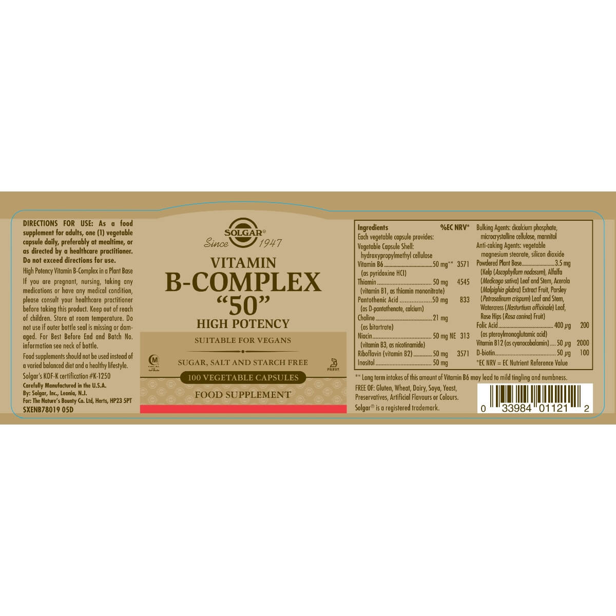 Vitamin B-Complex 50, High Potency