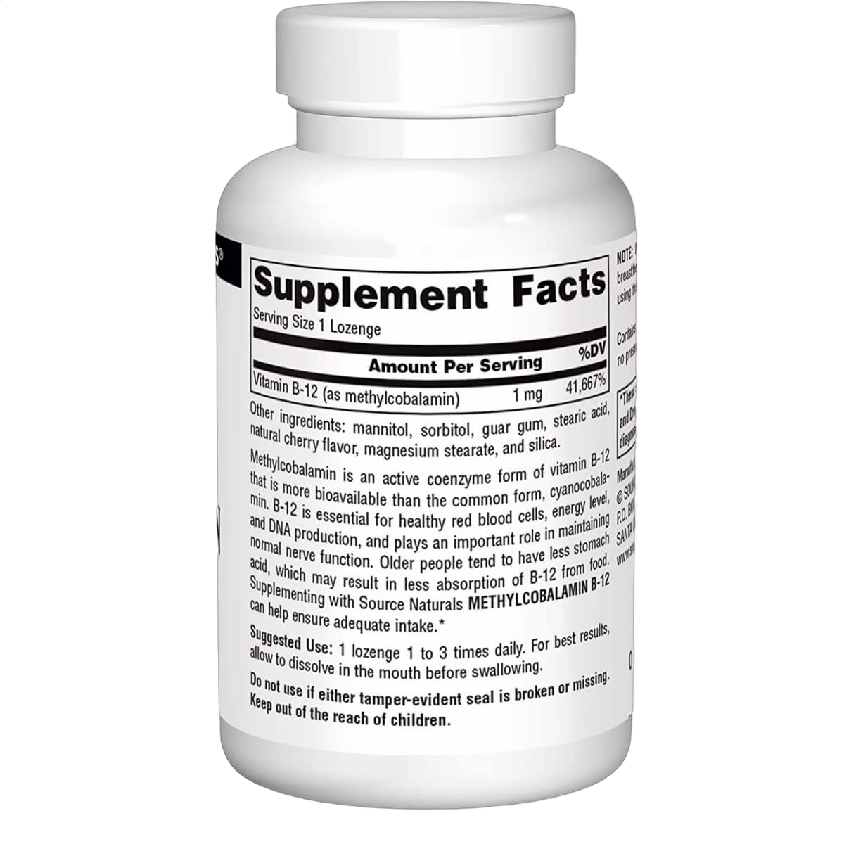 MethylCobalamin Vitamin B-12, 1mg, Cherry Flavoured