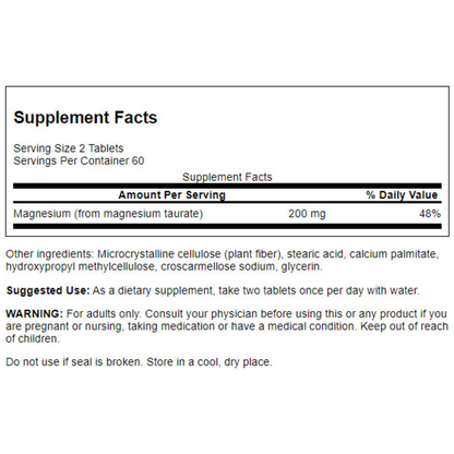 Magnesium Taurate, 100mg