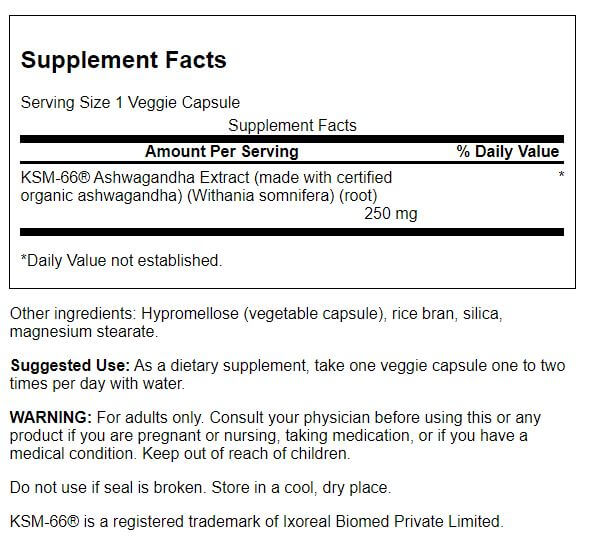 Ultimate Ashwagandha KSM-66, 250mg