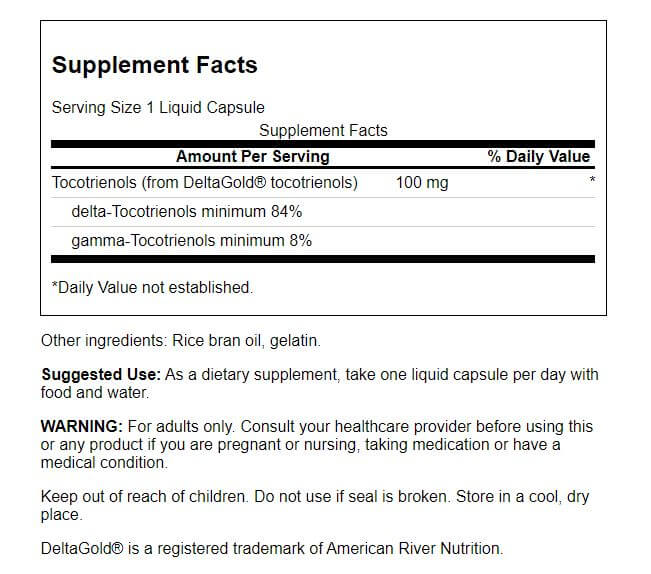 Ultra Tocotrienols, 100mg, 60 Liquid Capsules