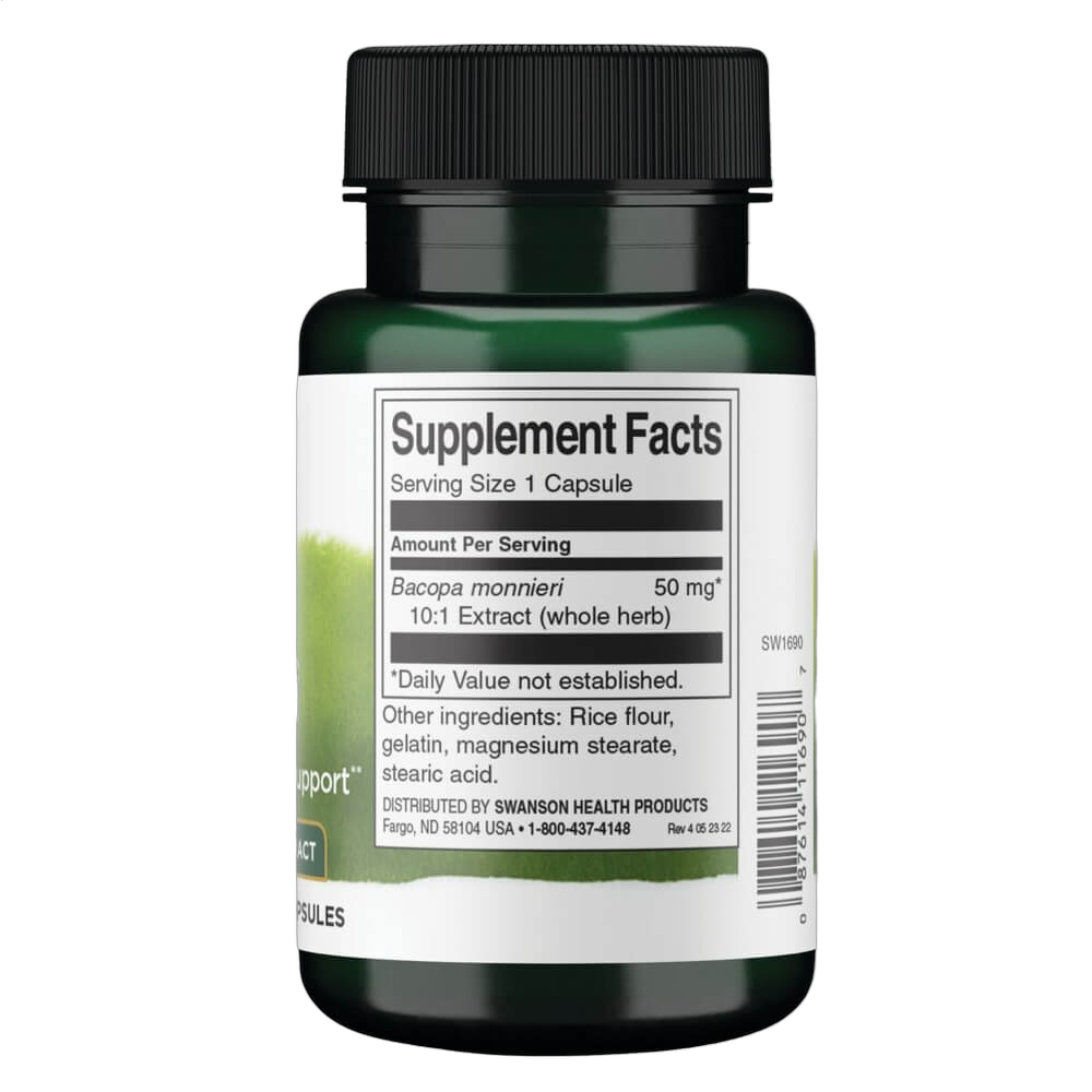 Bacopa Monniera 10:1 Extract, 50mg