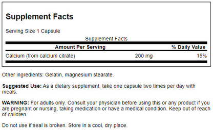 Calcium Citrate, 200mg
