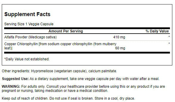 Chlorophyll as Chlorophyllin, 60mg