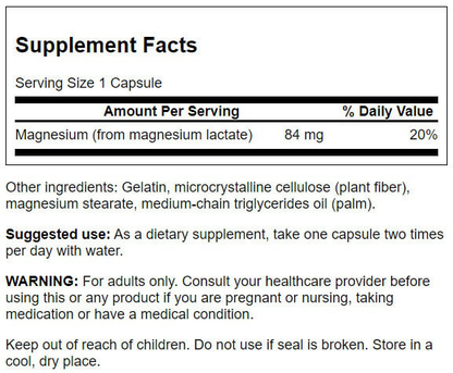 Magnesium Lactate, 84mg