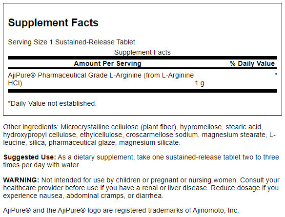 L-Arginine Sustained Release, 1000mg