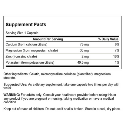 Mineral Citrate Complex - Calcium Magnesium Zinc Potassium